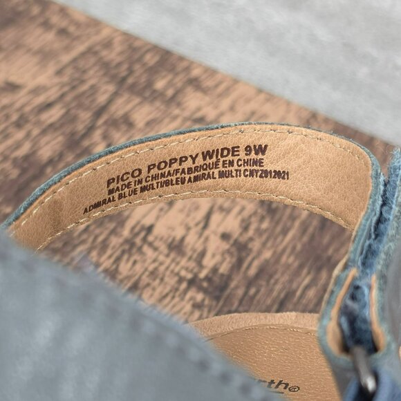 Earth Origins Pico Poppy Sandals 9 W Admiral Blue Multi Leather Metallic Strappy - Picture 2 of 13